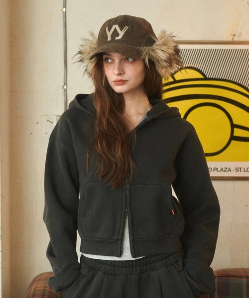 BENUA(ベヌア)の「ピグメントダブルジップフーディー - Pigment double zip hoodie -(パーカー・レディース・ダークグレー/カーキ/ネイビー・FREE)」の5枚目の写真