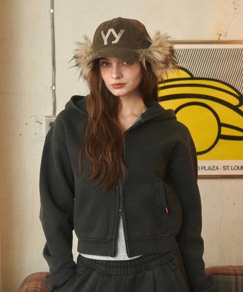 BENUA(ベヌア)の「ピグメントダブルジップフーディー - Pigment double zip hoodie -(パーカー・レディース・ダークグレー/カーキ/ネイビー・FREE)」の6枚目の写真