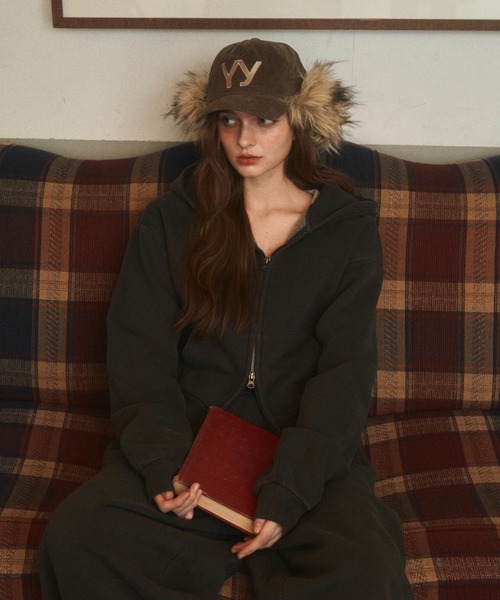 BENUA(ベヌア)の「ピグメントダブルジップフーディー - Pigment double zip hoodie -(パーカー・レディース・ダークグレー/カーキ/ネイビー・FREE)」の8枚目の写真