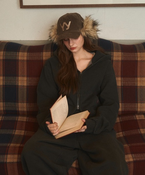 BENUA(ベヌア)の「ピグメントダブルジップフーディー - Pigment double zip hoodie -(パーカー・レディース・ダークグレー/カーキ/ネイビー・FREE)」の9枚目の写真