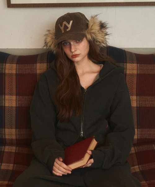 BENUA(ベヌア)の「ピグメントダブルジップフーディー - Pigment double zip hoodie -(パーカー・レディース・ダークグレー/カーキ/ネイビー・FREE)」の11枚目の写真