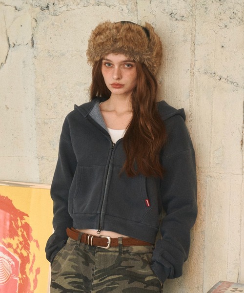 BENUA(ベヌア)の「ピグメントダブルジップフーディー - Pigment double zip hoodie -(パーカー・レディース・ダークグレー/カーキ/ネイビー・FREE)」の20枚目の写真