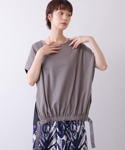 Bou Jeloud(ブージュルード)の「ドロストヘムタックプルオーバー(Tシャツ/カットソー・レディース・グレー/ブラック/レッド・FREE)」の3枚目の写真