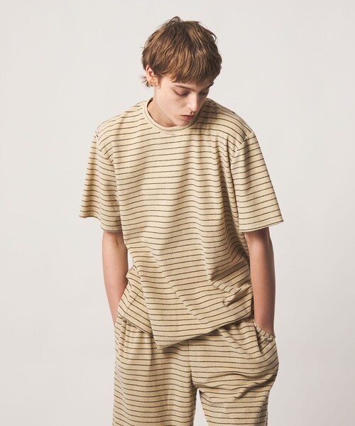 6(ロク)の「<6(ROKU)>パイル Tシャツ BORDER(Tシャツ/カットソー・レディース・オフホワイト・FREE)」の1枚目の写真