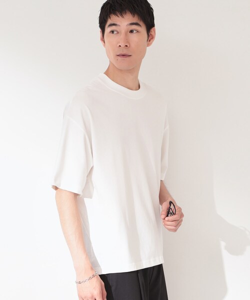 THE SHOP TK (ザ ショップ ティーケー )の「【ゆったりシルエット】前後切り替え 半袖Tシャツ(Tシャツ/カットソー・メンズ・オフホワイト/ブラック・03/04/02)」の4枚目の写真