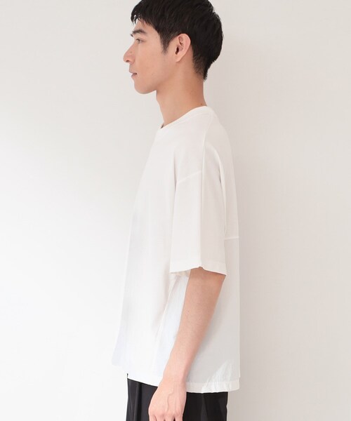 THE SHOP TK (ザ ショップ ティーケー )の「【ゆったりシルエット】前後切り替え 半袖Tシャツ(Tシャツ/カットソー・メンズ・オフホワイト/ブラック・03/04/02)」の12枚目の写真