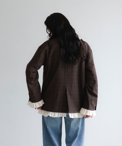 LOWRYS FARM（ローリーズファーム）の「【フリル取り外し可能】ラナテックフリルダブルジャケット　729237（テーラードジャケット・レディース・グレー系その他5/グレー系その他/ブラウン系その他/ブラウン系その他5・FREE）」の15枚目の写真