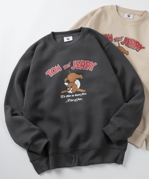 Tom&Jerry(トムアンドジェリー)の「【71】【TOM&JERRY/トムとジェリー】裏起毛 クルーネック スウェット/バックプリント/ワンポイント刺繍/ユニセックス/レディース/メンズ(S)(スウェット・レディース・ブラック系/グレー系/ブラック/ベージュ/モカ/グレー/ブルー/オフホワイト・M/L)」の3枚目の写真