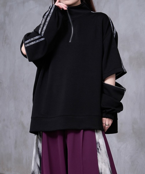 Ellno Loset(エルノロゼット)の「【Ryoooコラボ】2way刺繍ラインハーフジッププルオーバー(Tシャツ/カットソー・メンズ・ブラック/パープル・SMALL/MEDIUM/LARGE)」の19枚目の写真