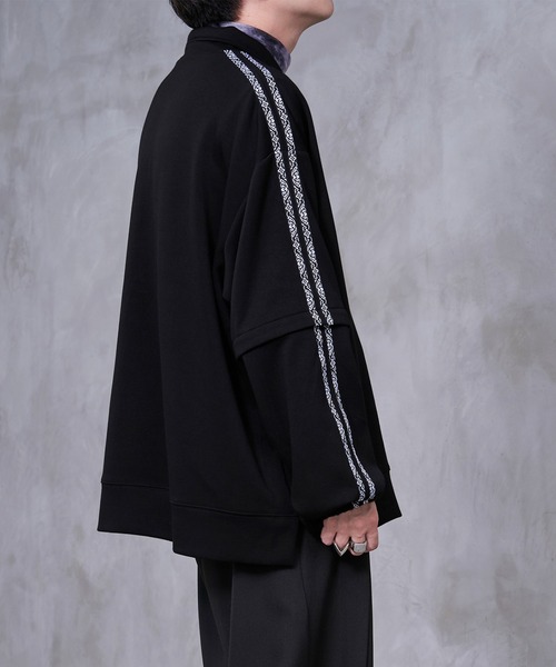 Ellno Loset(エルノロゼット)の「【Ryoooコラボ】2way刺繍ラインハーフジッププルオーバー(Tシャツ/カットソー・メンズ・ブラック/パープル・SMALL/MEDIUM/LARGE)」の9枚目の写真