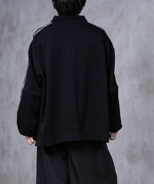 Ellno Loset(エルノロゼット)の「【Ryoooコラボ】2way刺繍ラインハーフジッププルオーバー(Tシャツ/カットソー・メンズ・ブラック/パープル・SMALL/MEDIUM/LARGE)」の12枚目の写真