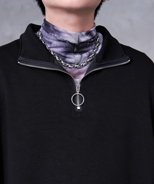 Ellno Loset(エルノロゼット)の「【Ryoooコラボ】2way刺繍ラインハーフジッププルオーバー(Tシャツ/カットソー・メンズ・ブラック/パープル・SMALL/MEDIUM/LARGE)」の5枚目の写真