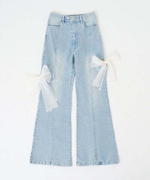 OLIVE des OLIVE(オリーブデオリーブ)の「チュールリボンストレッチデニムパンツ(デニムパンツ・レディース・サックスブルー/グレー・SMALL/MEDIUM)」の9枚目の写真