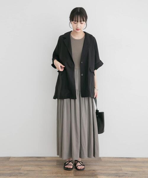 ITEMS URBANRESEARCH（アイテムズ アーバンリサーチ）の「ノースリーブドッキングワンピース（ワンピース・レディース・ベージュ/カーキ/ブラック・FREE）」の3枚目の写真