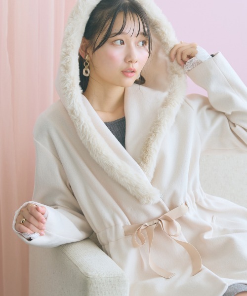 marun(マルン)の「<大きいサイズ>ビッグショールカラートッパーコート marun(その他アウター・レディース・ブラック/アイボリー・L/3L/LL/5L/4L)」の15枚目の写真