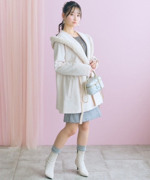 marun(マルン)の「<大きいサイズ>ビッグショールカラートッパーコート marun(その他アウター・レディース・ブラック/アイボリー・L/3L/LL/5L/4L)」の17枚目の写真