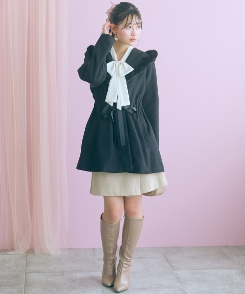 marun(マルン)の「<大きいサイズ>ビッグショールカラートッパーコート marun(その他アウター・レディース・ブラック/アイボリー・L/3L/LL/5L/4L)」の6枚目の写真