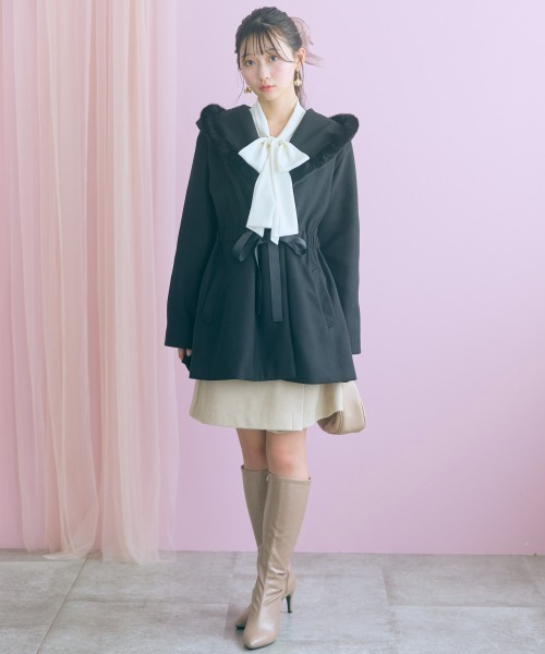 marun(マルン)の「<大きいサイズ>ビッグショールカラートッパーコート marun(その他アウター・レディース・ブラック/アイボリー・L/3L/LL/5L/4L)」の7枚目の写真