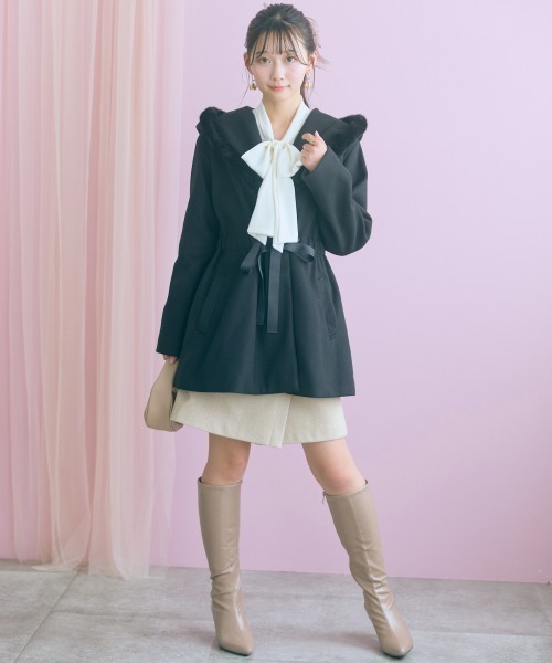 marun(マルン)の「<大きいサイズ>ビッグショールカラートッパーコート marun(その他アウター・レディース・ブラック/アイボリー・L/3L/LL/5L/4L)」の8枚目の写真