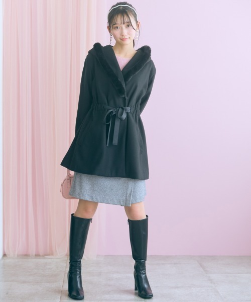 marun(マルン)の「<大きいサイズ>ビッグショールカラートッパーコート marun(その他アウター・レディース・ブラック/アイボリー・L/3L/LL/5L/4L)」の13枚目の写真