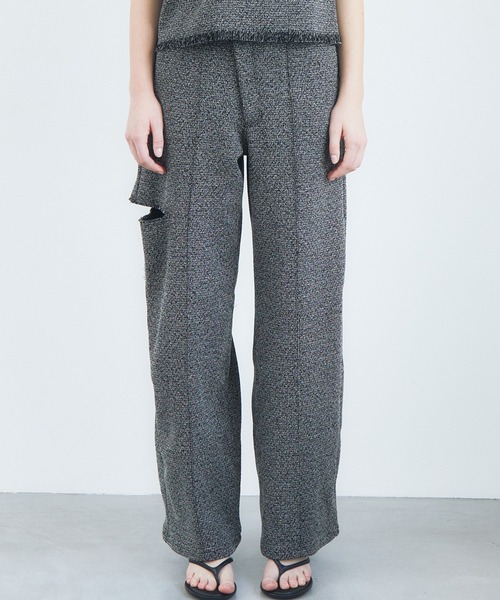 LE CIEL BLEU(ルシェルブルー)の「ツイードV-ウエストパンツ / Tweed V-Waist Pants(その他パンツ・レディース・ブルー/ブラック・36/34/38)」の5枚目の写真
