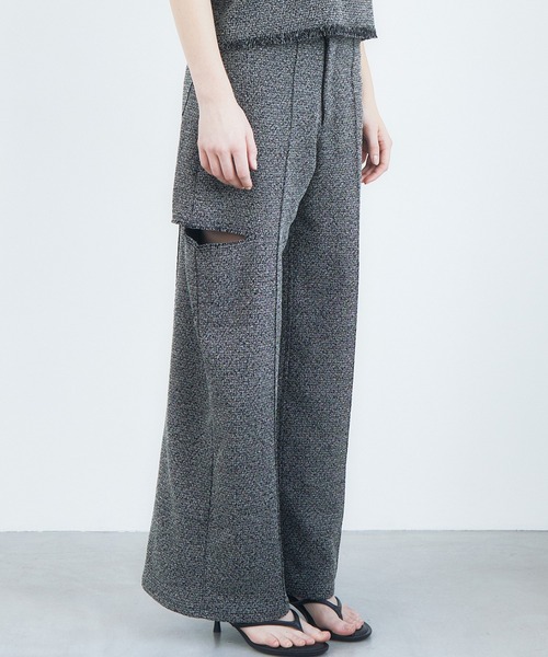 LE CIEL BLEU(ルシェルブルー)の「ツイードV-ウエストパンツ / Tweed V-Waist Pants(その他パンツ・レディース・ブルー/ブラック・36/34/38)」の4枚目の写真