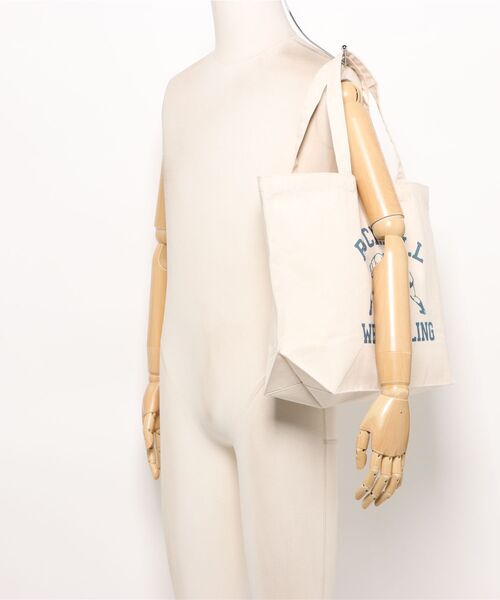 Ol' Basics(オールベーシックス)の「Ol' Basics(オール・ベーシックス) トートバッグ キャンバス レスリングイラスト カレッジロゴ プリント 鞄 BAG アメカジ メンズ レディース ユニセックス MLサイズ(トートバッグ・レディース・ナチュラル・FREE)」の3枚目の写真
