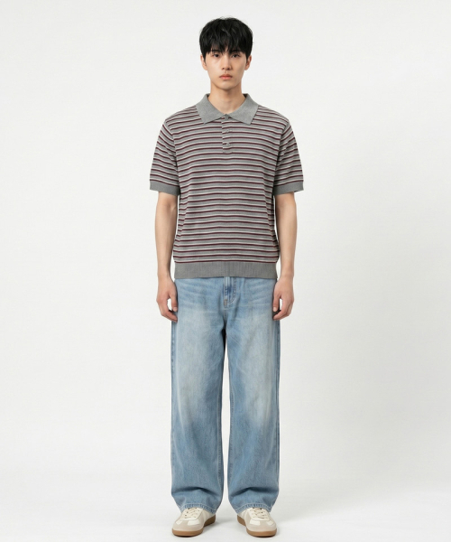 UNDEROFF(アンダーオフ)の「ストライプクロップハーフニットグレー(ニット/セーター・メンズ・グレー・MEDIUM/LARGE/X-LARGE)」の3枚目の写真