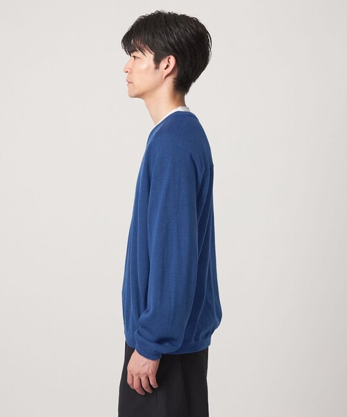 green label relaxing（グリーンレーベルリラクシング）の「ウール サドル Vネック ニット（ニット/セーター・メンズ・ダークグレー/ロイヤルブルー・S/M/L/XL）」の11枚目の写真