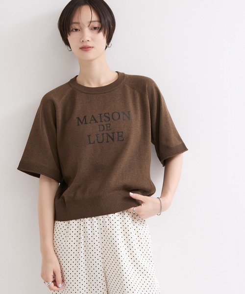 le cercle ADAM ET ROPE'(ルセルクルアダムエロペ)の「ロゴハーフスリーブニットプルオーバー(ニット/セーター・レディース・ネイビー/オフホワイト/ブラウン・FREE)」の3枚目の写真