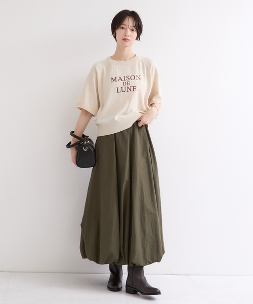 le cercle ADAM ET ROPE'(ルセルクルアダムエロペ)の「ロゴハーフスリーブニットプルオーバー(ニット/セーター・レディース・ネイビー/オフホワイト/ブラウン・FREE)」の4枚目の写真