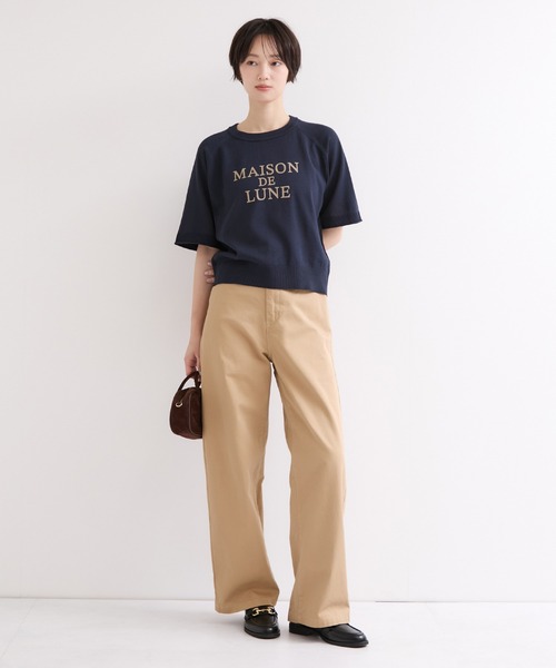 le cercle ADAM ET ROPE'(ルセルクルアダムエロペ)の「ロゴハーフスリーブニットプルオーバー(ニット/セーター・レディース・ネイビー/オフホワイト/ブラウン・FREE)」の8枚目の写真