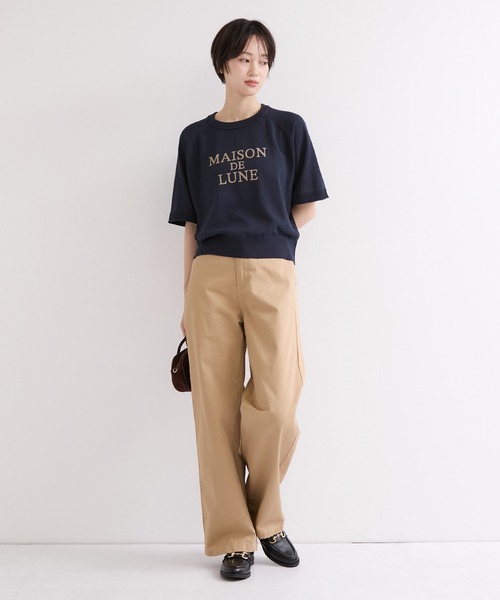 le cercle ADAM ET ROPE'(ルセルクルアダムエロペ)の「ロゴハーフスリーブニットプルオーバー(ニット/セーター・レディース・ネイビー/オフホワイト/ブラウン・FREE)」の9枚目の写真