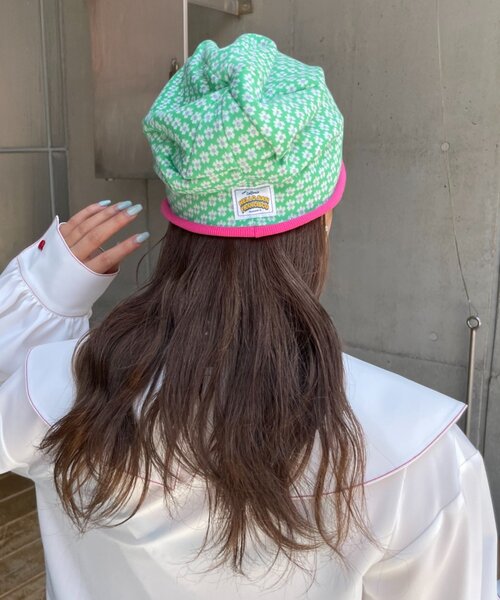 HELLO.SANFRANCISCO(ハローサンフランシスコ)の「【HELLO.SANFRANCISCO】花柄リブビーニー(ニットキャップ/ビーニー・レディース・グリーン/ブラック・ONE SIZE)」の13枚目の写真