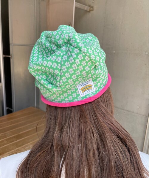 HELLO.SANFRANCISCO(ハローサンフランシスコ)の「【HELLO.SANFRANCISCO】花柄リブビーニー(ニットキャップ/ビーニー・レディース・グリーン/ブラック・ONE SIZE)」の12枚目の写真