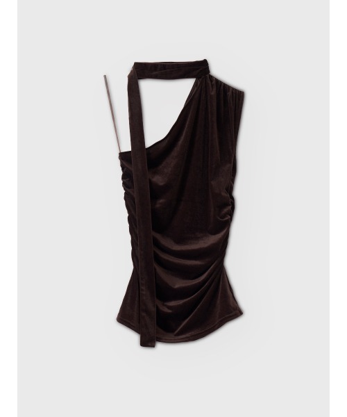EIMY ISTOIRE（エイミーイストワール）の「VELOUR SHOULDER DRAPE TOP（その他トップス・レディース・ライトピンク/ホワイト/ブラウン/ブラック・FREE）」の4枚目の写真