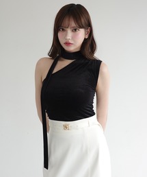 VELOUR SHOULDER DRAPE TOP