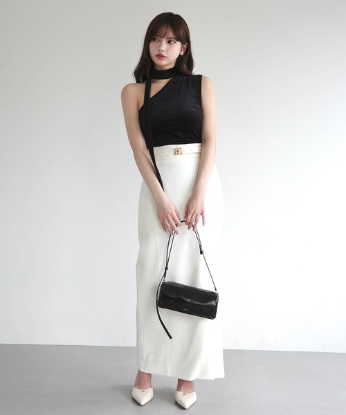 EIMY ISTOIRE（エイミーイストワール）の「VELOUR SHOULDER DRAPE TOP（その他トップス・レディース・ライトピンク/ホワイト/ブラウン/ブラック・FREE）」の6枚目の写真
