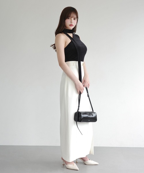 EIMY ISTOIRE（エイミーイストワール）の「VELOUR SHOULDER DRAPE TOP（その他トップス・レディース・ライトピンク/ホワイト/ブラウン/ブラック・FREE）」の7枚目の写真