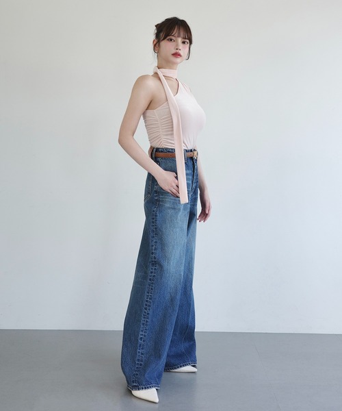 EIMY ISTOIRE（エイミーイストワール）の「VELOUR SHOULDER DRAPE TOP（その他トップス・レディース・ライトピンク/ホワイト/ブラウン/ブラック・FREE）」の9枚目の写真