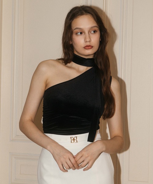 EIMY ISTOIRE（エイミーイストワール）の「VELOUR SHOULDER DRAPE TOP（その他トップス・レディース・ライトピンク/ホワイト/ブラウン/ブラック・FREE）」の11枚目の写真