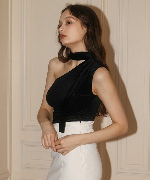 EIMY ISTOIRE（エイミーイストワール）の「VELOUR SHOULDER DRAPE TOP（その他トップス・レディース・ライトピンク/ホワイト/ブラウン/ブラック・FREE）」の12枚目の写真
