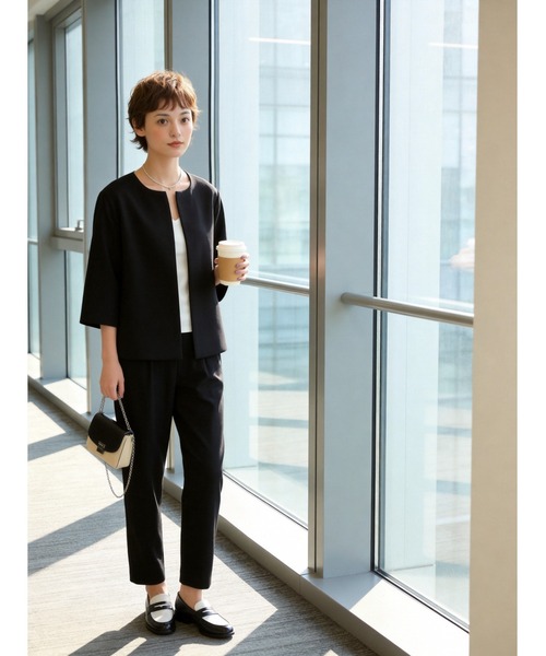 Sew loop（ソーループ）の「入園式入学式卒業式セレモニー・オケージョンセットアップ・ママスーツセット・オフィスカジュアルフォーマル（セットアップ・レディース・カーキブラウン/ブラック・M）」の7枚目の写真