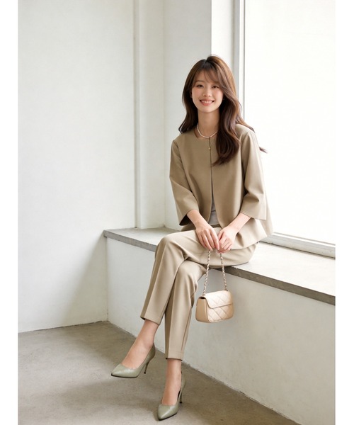 Sew loop（ソーループ）の「入園式入学式卒業式セレモニー・オケージョンセットアップ・ママスーツセット・オフィスカジュアルフォーマル（セットアップ・レディース・カーキブラウン/ブラック・M）」の14枚目の写真