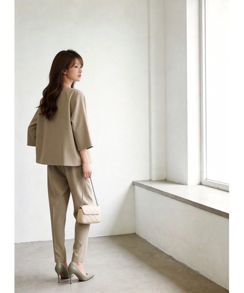 Sew loop（ソーループ）の「入園式入学式卒業式セレモニー・オケージョンセットアップ・ママスーツセット・オフィスカジュアルフォーマル（セットアップ・レディース・カーキブラウン/ブラック・M）」の11枚目の写真