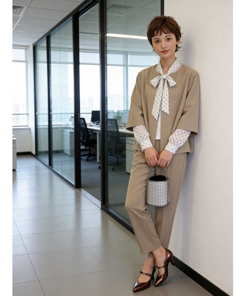Sew loop（ソーループ）の「入園式入学式卒業式セレモニー・オケージョンセットアップ・ママスーツセット・オフィスカジュアルフォーマル（セットアップ・レディース・カーキブラウン/ブラック・M）」の13枚目の写真