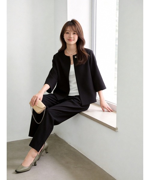 Sew loop（ソーループ）の「入園式入学式卒業式セレモニー・オケージョンセットアップ・ママスーツセット・オフィスカジュアルフォーマル（セットアップ・レディース・カーキブラウン/ブラック・M）」の4枚目の写真