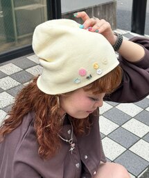 CIAOPANIC | カラフルボタンデザインビーニー帽(ニットキャップ/ビーニー)