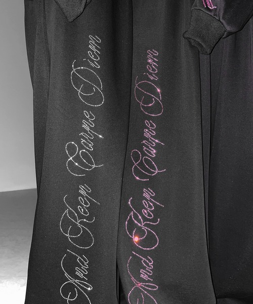 me+em select（ミームセレクト）の「【 セットアップ可能 】ラインストーンロゴワイドスウェットパンツ ／ Rhine stone logo wide sweatpants（スウェットパンツ・レディース・ブラック系1/ブラック・FREE）」の9枚目の写真
