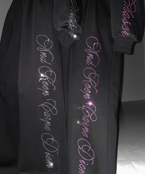 me+em select（ミームセレクト）の「【 セットアップ可能 】ラインストーンロゴワイドスウェットパンツ ／ Rhine stone logo wide sweatpants（スウェットパンツ・レディース・ブラック系1/ブラック・FREE）」の8枚目の写真